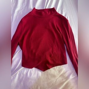Red turtle neck crop top